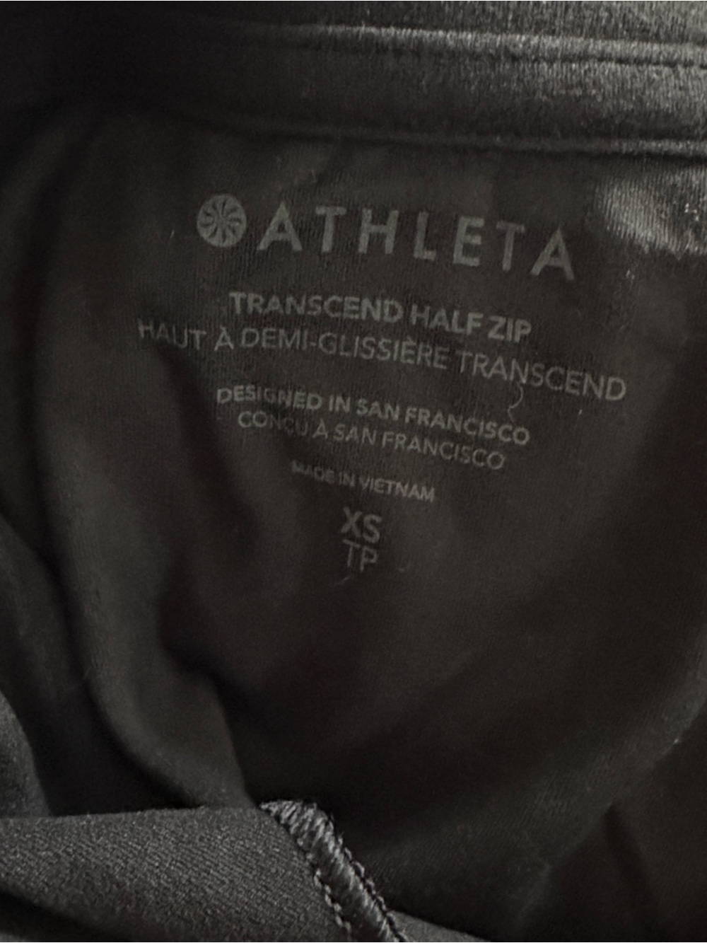 Athleta Transcend Half Zip Black Long Sleeve Active Top XS - Picture 7 of 8